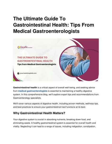 1. Ultimate Guide To Gastrointestinal Health: Expert Tips