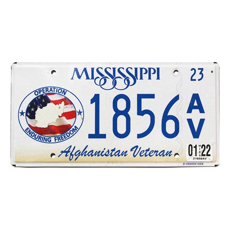 2022 Mississippi Veteran 1856Av Military License Plates