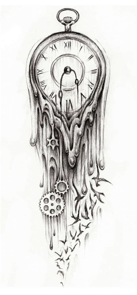 27 Best Melting Clock Tattoo Drawings Images On Pinterest Clock