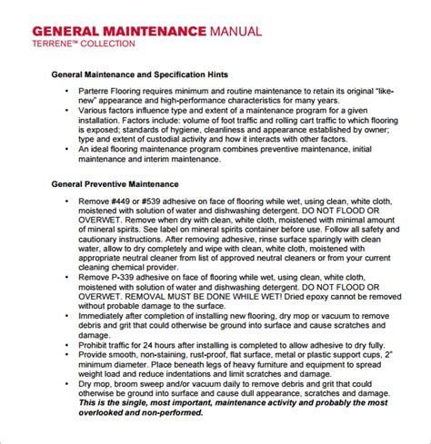 9 Maintenance Manual Templates To Download Sample Templates