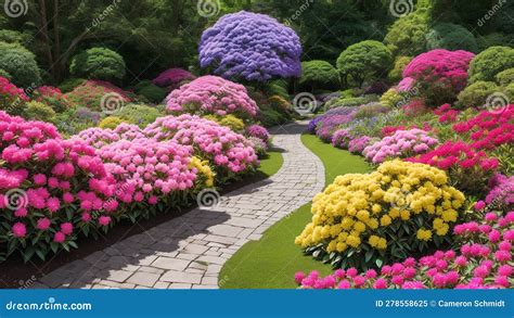 A Composition Of A Visually Stunning Garden With A Pathway And Colorful Flowers Ai Generative