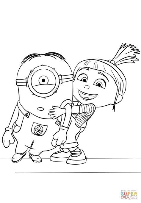 Agnes Gru And Minion Coloring Page