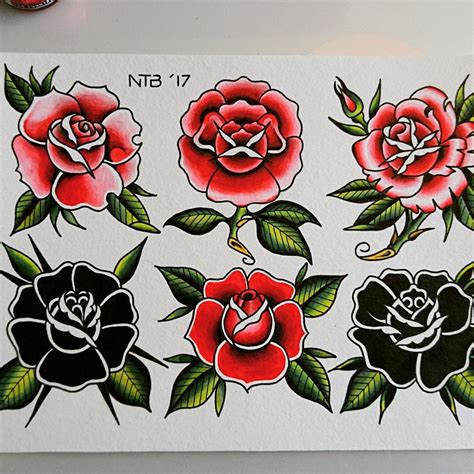 American Traditional Rose Tattoo Flash Printable Computer Tools