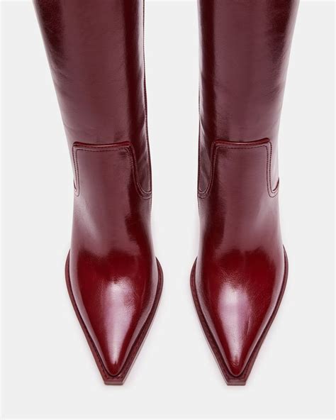 Aura Wine Heeled Knee High Boot Women S Boots Steve Madden Red