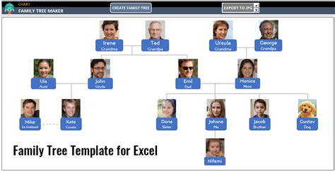 Automatic Family Tree Maker Excel Template Free Download Printable