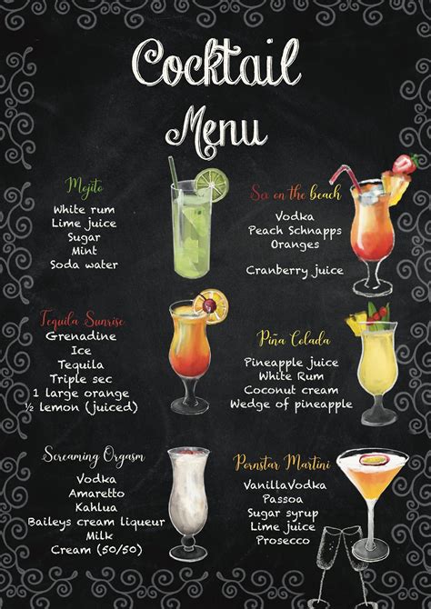 Bar Drink Menu Ideas