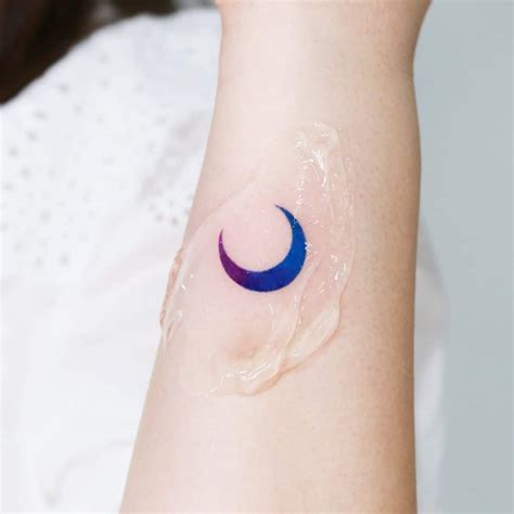 Blue Crescent Moon Tattoo Crescent Moon Tattoo Meaning Cresent Moon