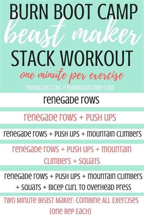 Burn Boot Camp Beast Maker Stack Workout One Week Workout Weekly