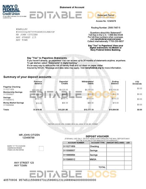 Calam O Usa Navy Federal Banking Statement Word And Pdf Template 9