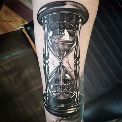 Candle With Skull In Hourglass Design For Mens Tattoos Arm Sleeve