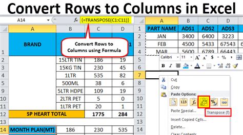 Change Columns To Rows In Excel