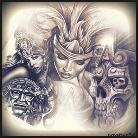 Chicano Aztec Neck Tattoos Chicano Arte Aztec Tattoo Designs