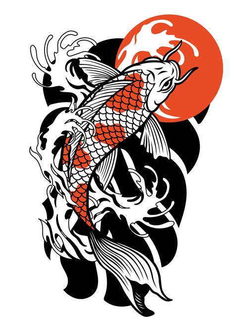 Cl Sico Tatuaje Dise O De Koi Pescado 23173239 Vector En Vecteezy