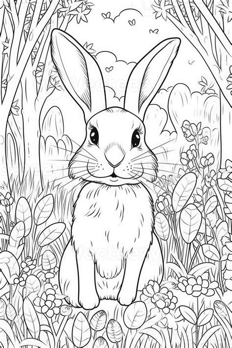 Coloring Page Outline Of Cartoon Cute Little Bunny Coloring Book For