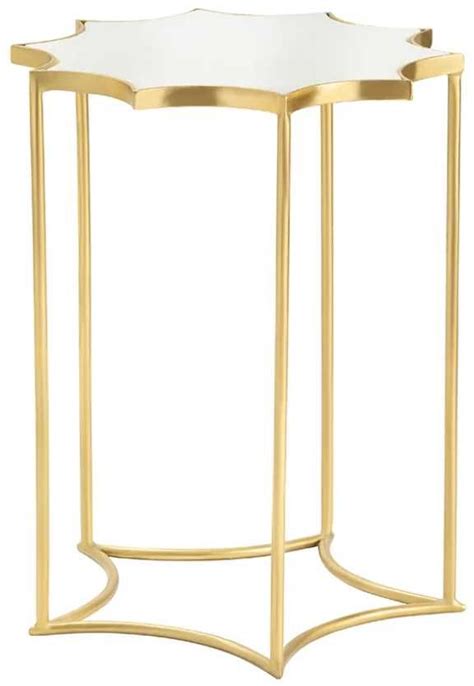 Crestview Collection Robyn White Marble Top Accent Table With Gold Base