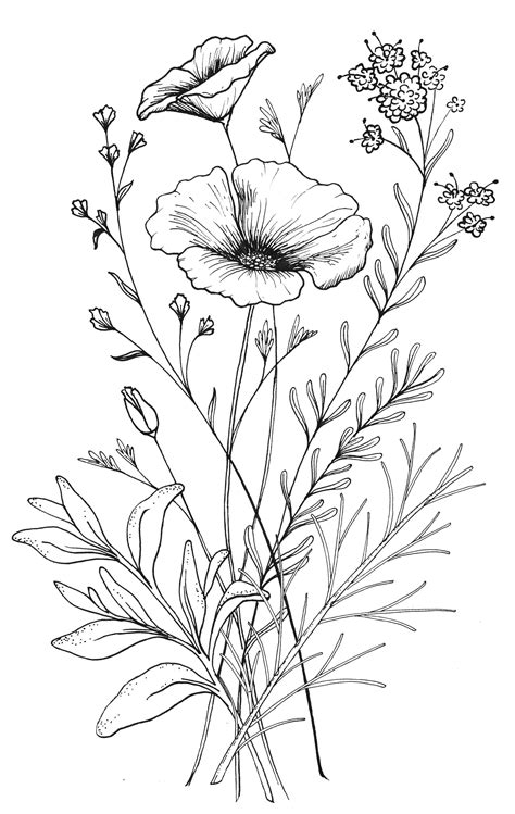 Design Wildflower Tattoo Drawing