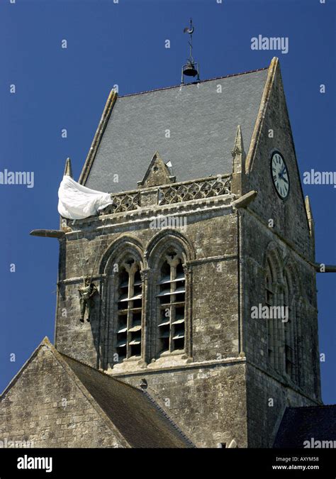 Dummy Paratrooper In Honour Of John Steel On The Church Tower Of Ste