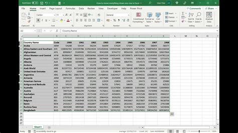 Excel Move Everything Down 1 Row