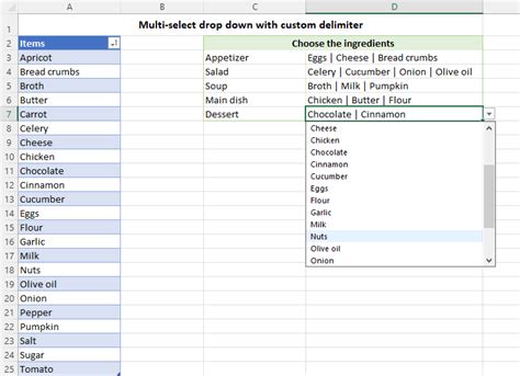 Excel Multi Select Drop Down