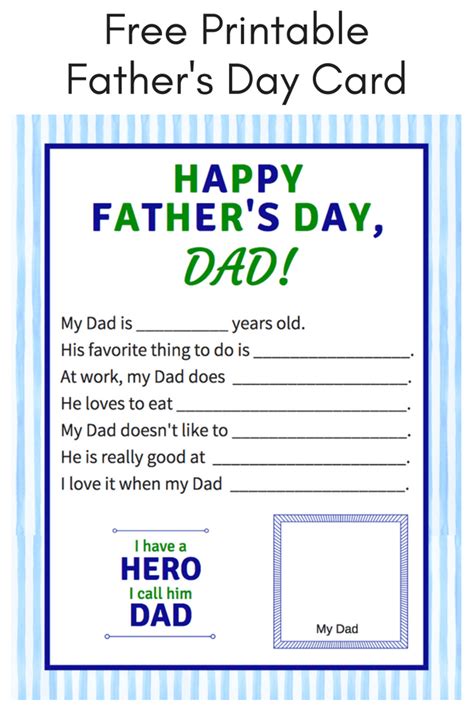 Fathers Day Card Printable