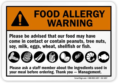 Food Allergy Warning Sign Printable