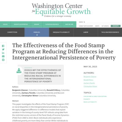 Food Stamp Program Helping Reduce Poverty The New York Times