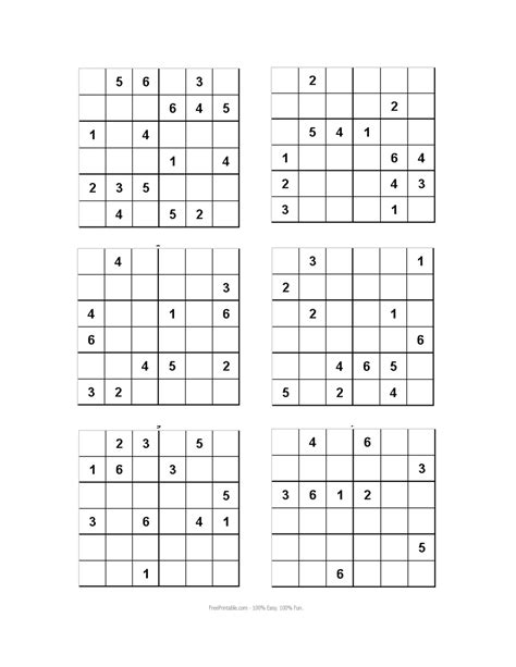 Free Sudoku Puzzles Free Printable 6X6