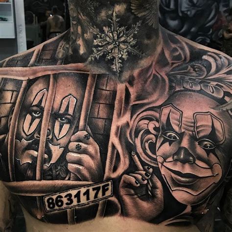 Gangster Chest Tattoos Designs