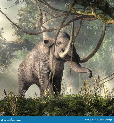 Giant Mammoth In Jungle