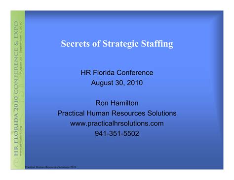 Hamilton Secrets Of Strategic Staffing