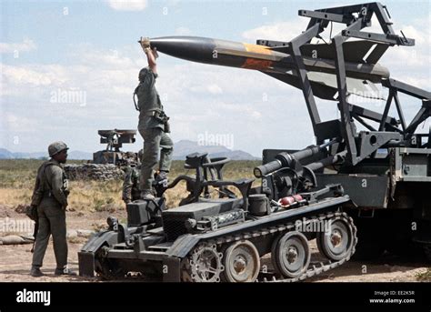 Hawk Missile Being Loaded By American Army Soldiers Onto Launcher