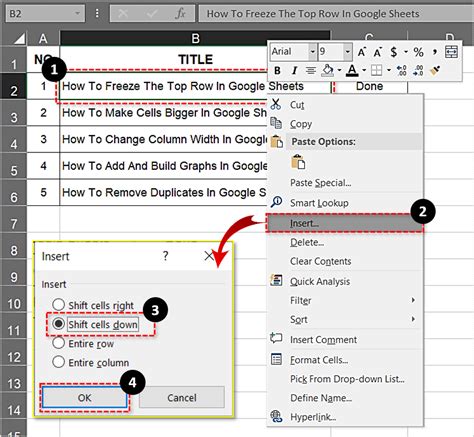 How To Move Cells Down In Excel