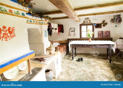 Interior Of Old Ukrainian Rural Home Editorial Stock Image Image Of