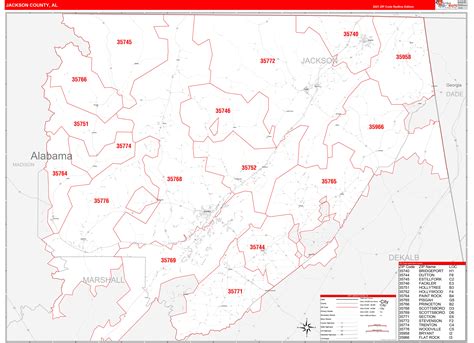 Jackson County Al Zip Code Wall Map Basic Style By Marketmaps Mapsales