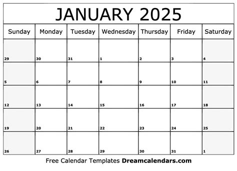 January 2025 Calendar Printable Pdf A Comprehensive Guide For