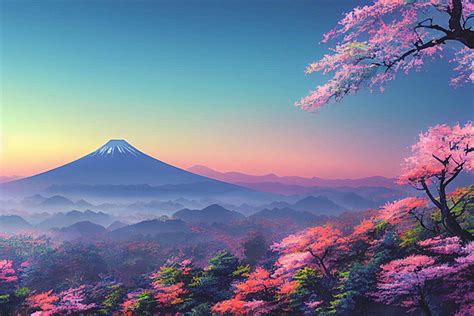 Japanese Anime Landscape Wallpaper Showcasing Stunning Pink Cherry