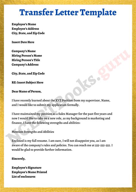 Job Transfer Request Letter How To Write With Format Samples