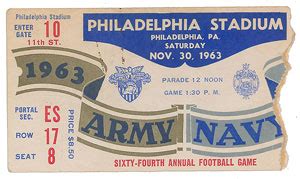 Kennedy Assassination 1963 Army Vs Navy Football Ticket Rr Auction