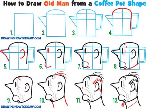 Learn How To Draw Cartoon Men Character S Faces From Household Objects