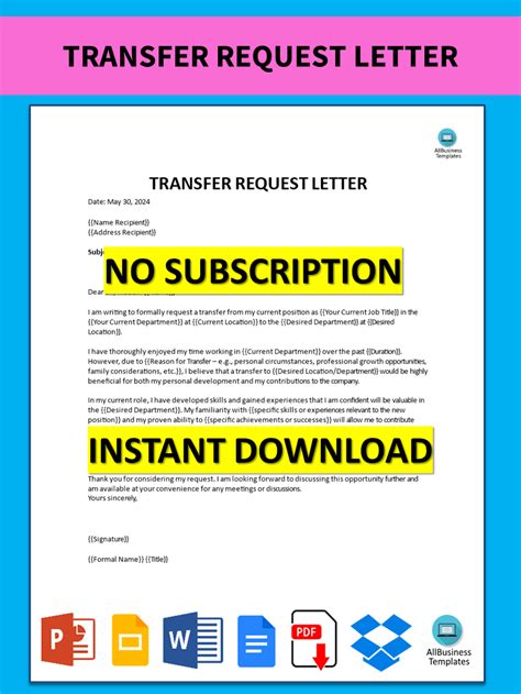 Libreng Transfer Request Letter