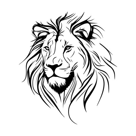 Lion Tattoo Black Royalty Face Outline Clipart Vector Lion Clipart