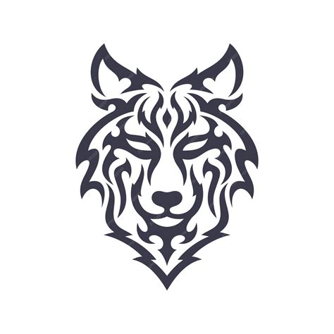 Logo T Te Loup Tribal Conception Tatouage Pochoir Animal Illustration Vectorielle Vecteur Premium