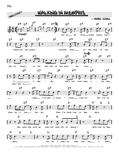 Marc Cohn Walking In Memphis Sheet Music Leadsheet In F Major