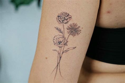 Marigold Bouquet Tattoo Flower Bouquet Tattoo Flower Bouqet Birth