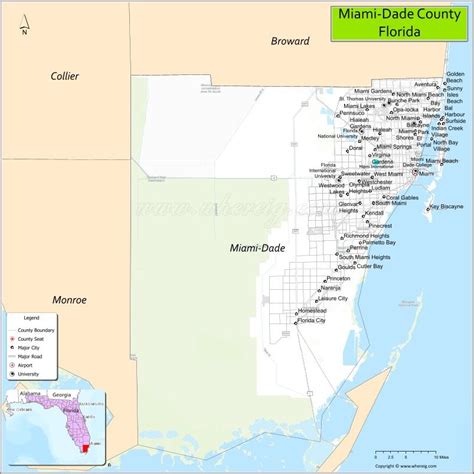 Miami Dade County Map Florida Usa Check Major Cities Amp Towns County Facts Amp Location