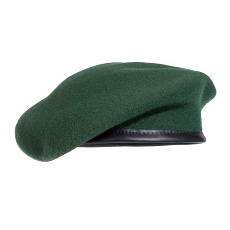 Military Beret Hat With Leather Sweatband Wool Green Beret Military