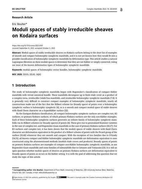 Moduli Of Sheaves On Surfaces