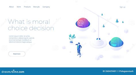 Moral Decision Concept In Isometric Vector Design Person Ethics Manners And Character Choice