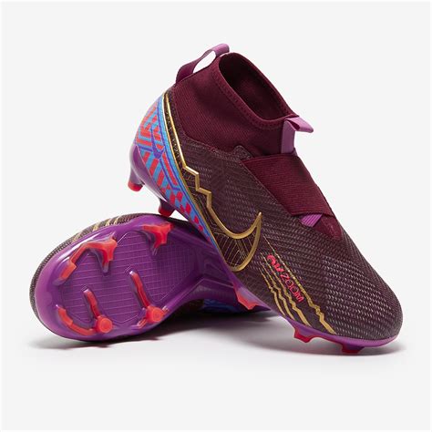 Nike Kids Zoom Mercurial Superfly Ix Pro Km Fg Dark Beetroot Mtlc Vivid Gold Junior Boots