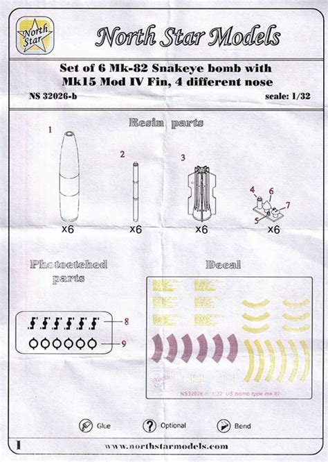 North Star Models Item No Nsp 32026 B Mk 82 Snakeye Bombs With Mk15